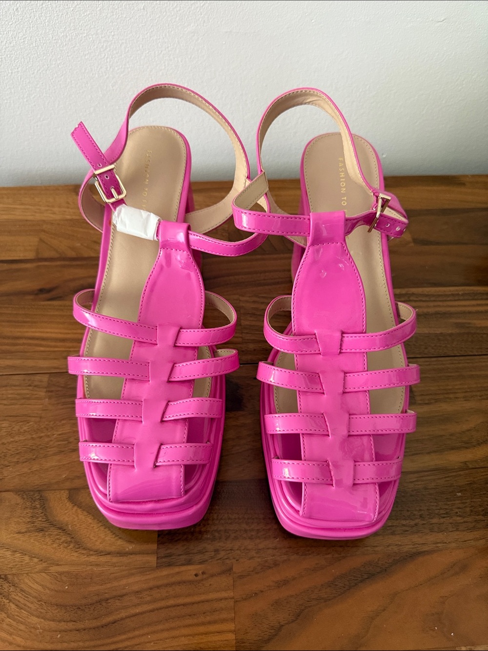 Fashion to Figure Hot Pink Patent Woven Slingback Sandals
